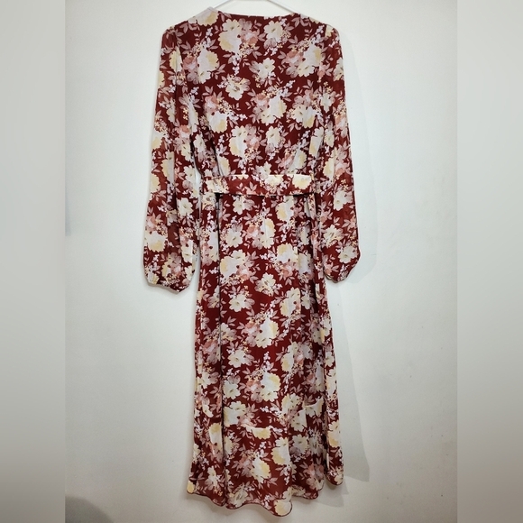 Womens Floral Boho Faux Wrap Midi Dress Size Small - Picture 13 of 16